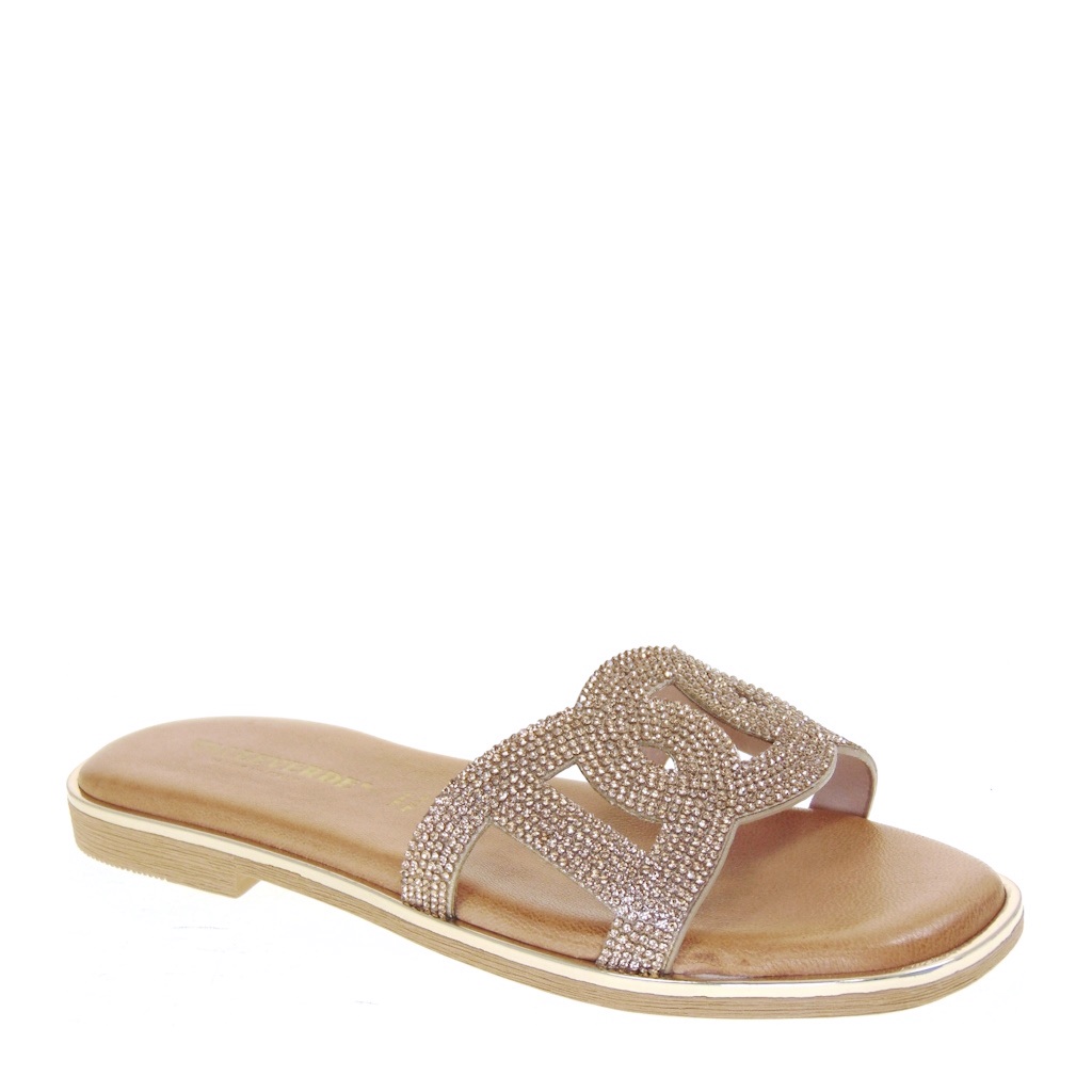 Sandali Ciabatte Basse Con Strass Dame Rose Ciabatte Donna Con
